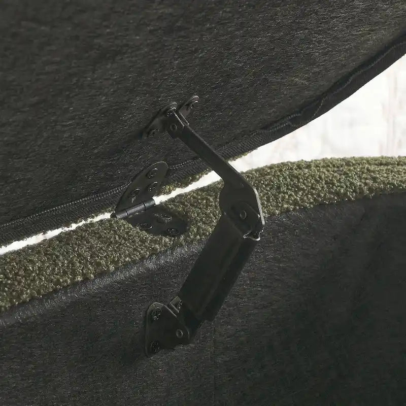 Banco de almacenamiento tapizado con tela Teddy, taburete para el pie de la cama con bisagra de seguridad