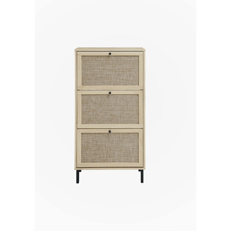 Rattan 3 Door Shoe Rack