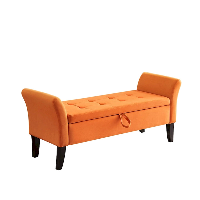 Easy to Assemble Velvet Bed Bench with Storage Luxurious Style