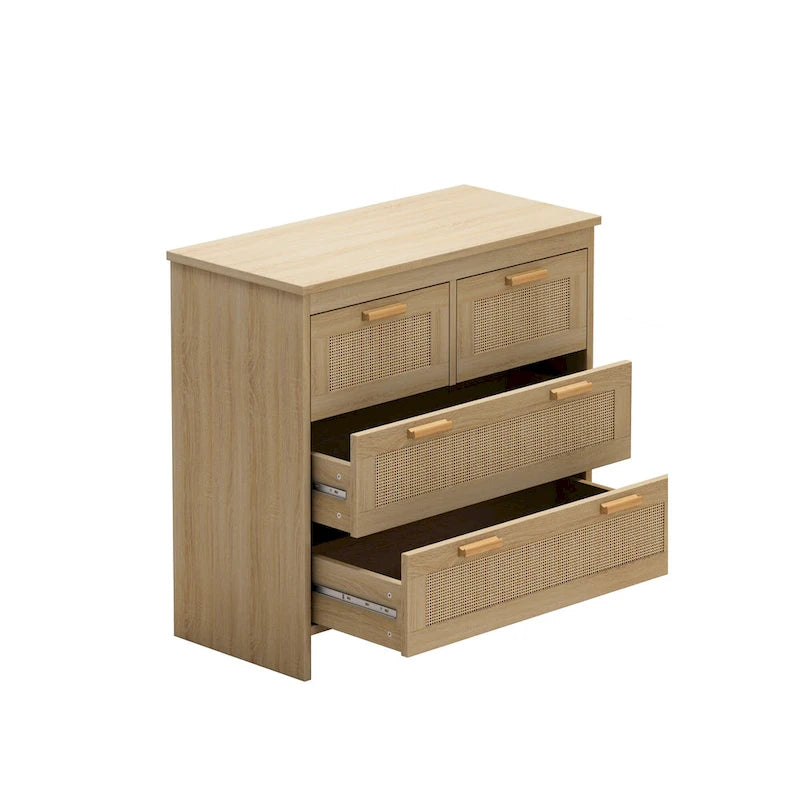 Meuble en rotin à 4 tiroirs, pour chambre, salon, salle à manger et couloirs