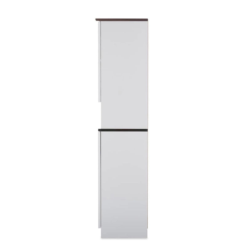 63 Zoll hoher Küchenschrank mit 5 Einlegeböden und Glastür - weißer Vorratsschrank aus Holz mit modernem Design