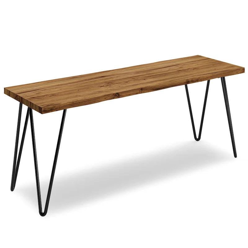 SOLID MANGO WOOD 42 inch Wide Industrial Contemporary Bench in Natural - 12.8 d x 42.3 w x 16.7 h