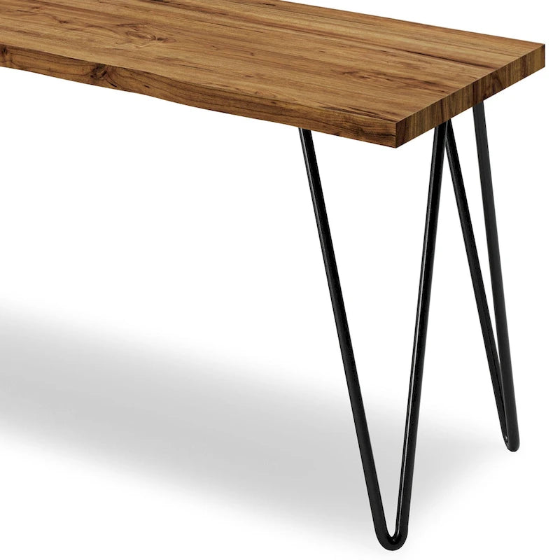 SOLID MANGO WOOD 42 inch Wide Industrial Contemporary Bench in Natural - 12.8 d x 42.3 w x 16.7 h