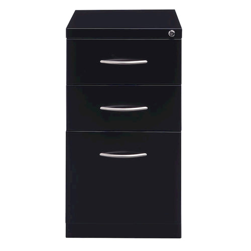 23D Arch Pull Handle Mobile Pedestal 3-Drawer File Cabinet, Black