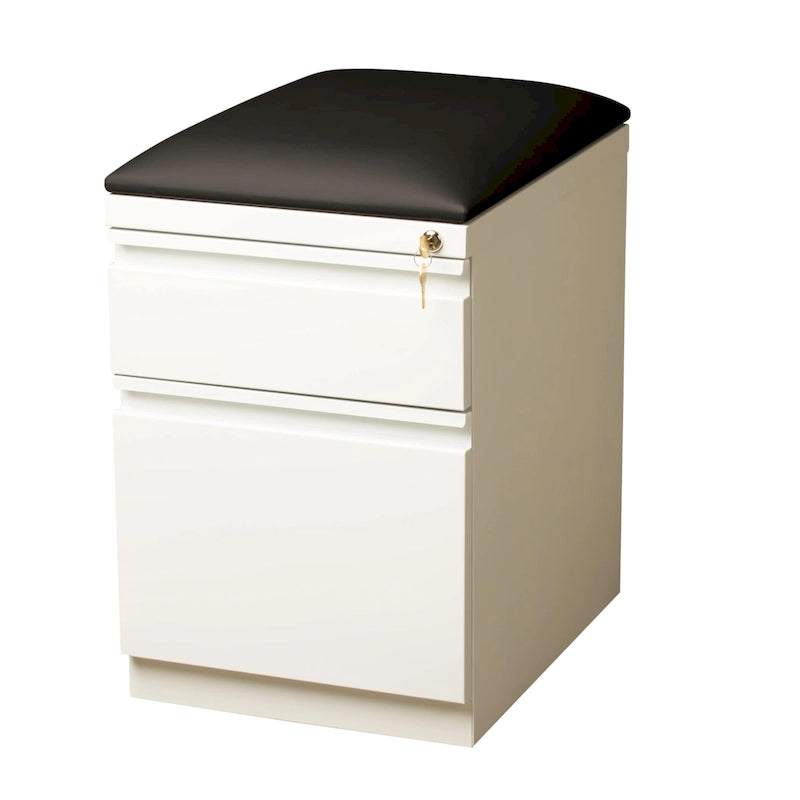 20D Mobile Pedestal Box File Cabinet with Seat Cushion,White