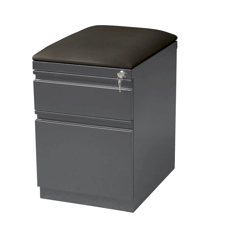 20D Mobile Pedestal Box File Cabinet with Seat Cushion,White