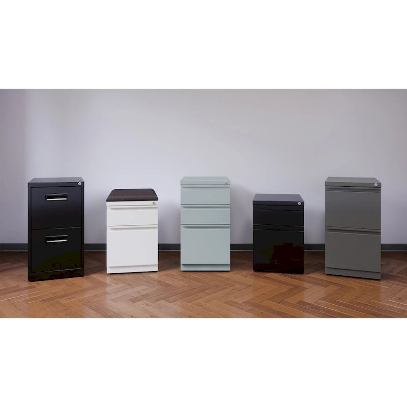 20D Mobile Pedestal Box File Cabinet with Seat Cushion,White