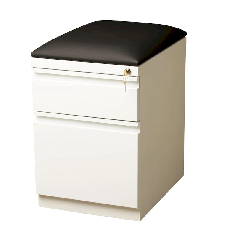 20D Mobile Pedestal Box File Cabinet with Seat Cushion,White