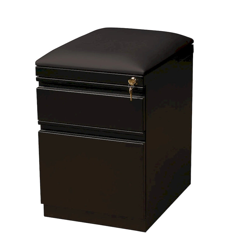 20D Mobile Pedestal Box File Cabinet with Seat Cushion,White