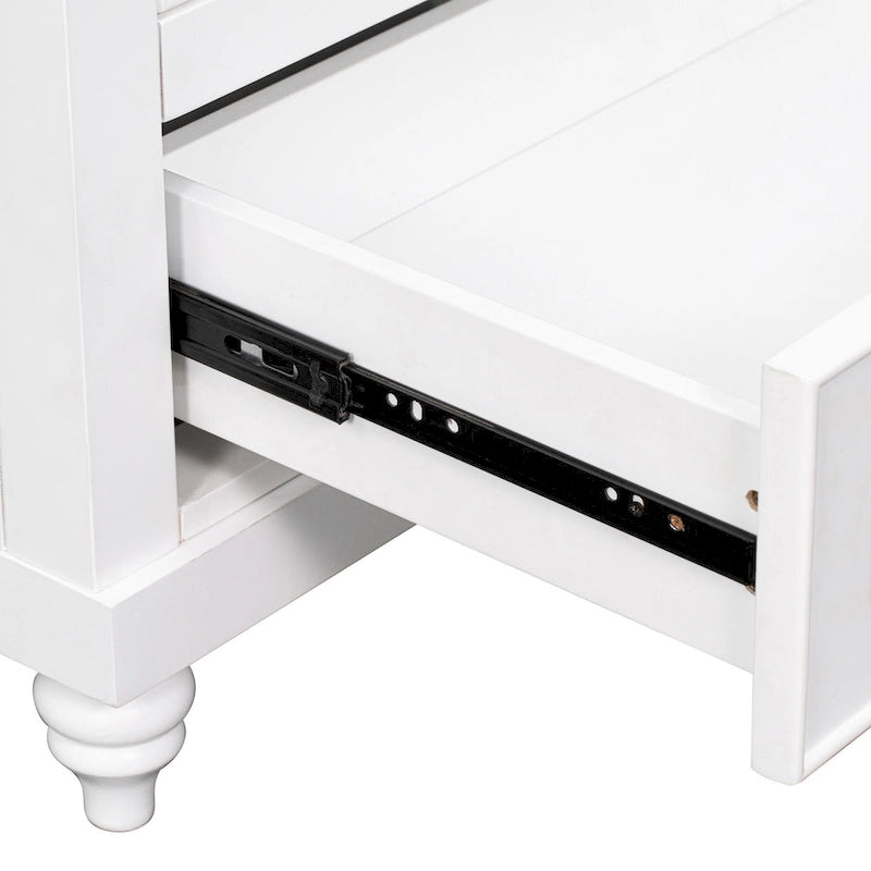 30 Inch Freestanding Bathroom Vanity without Sink – White Solid Wood Cabinet with Drawer, Bronze Handles & Waterproof Finish