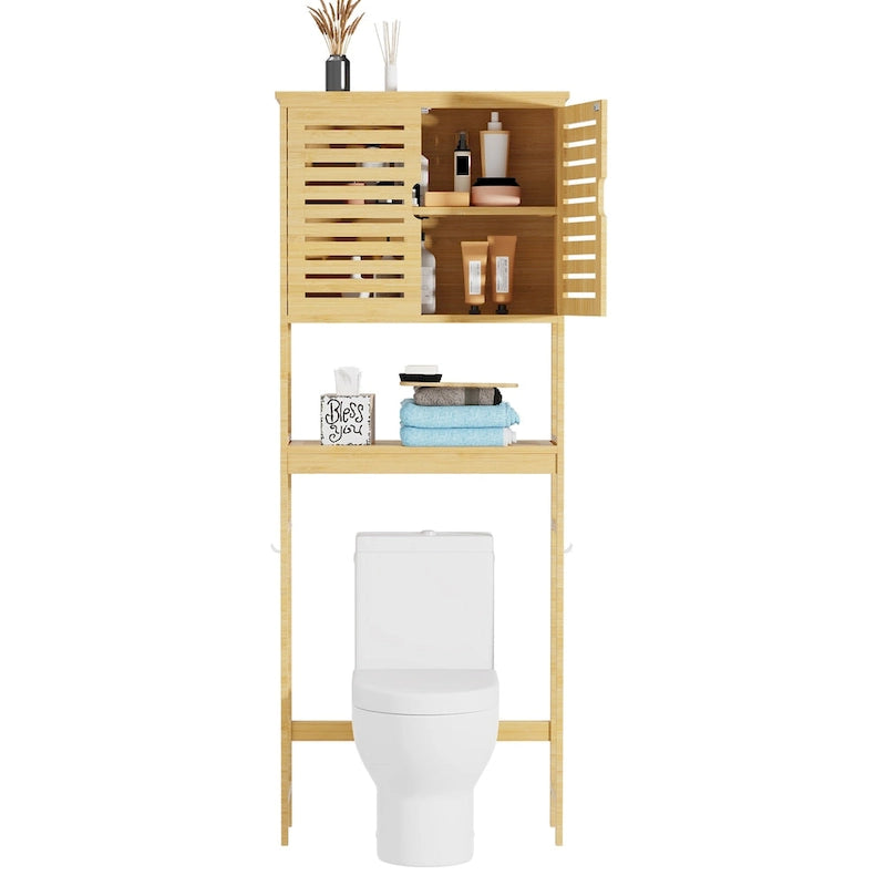 Armario organizador de baño sobre el inodoro con puertas y estantes - 25 x 10 x 69