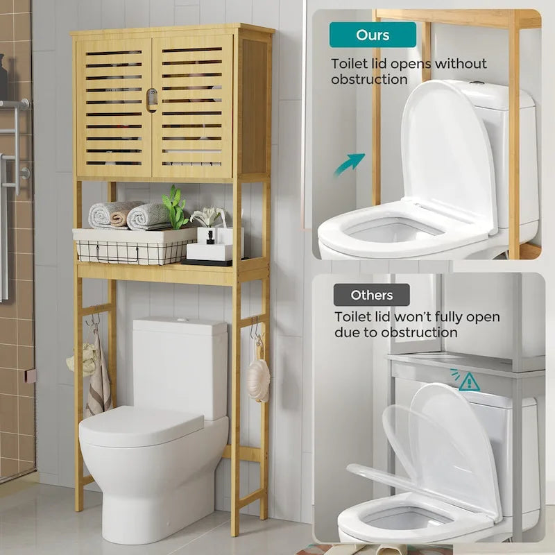 Armario organizador de baño sobre el inodoro con puertas y estantes - 25 x 10 x 69