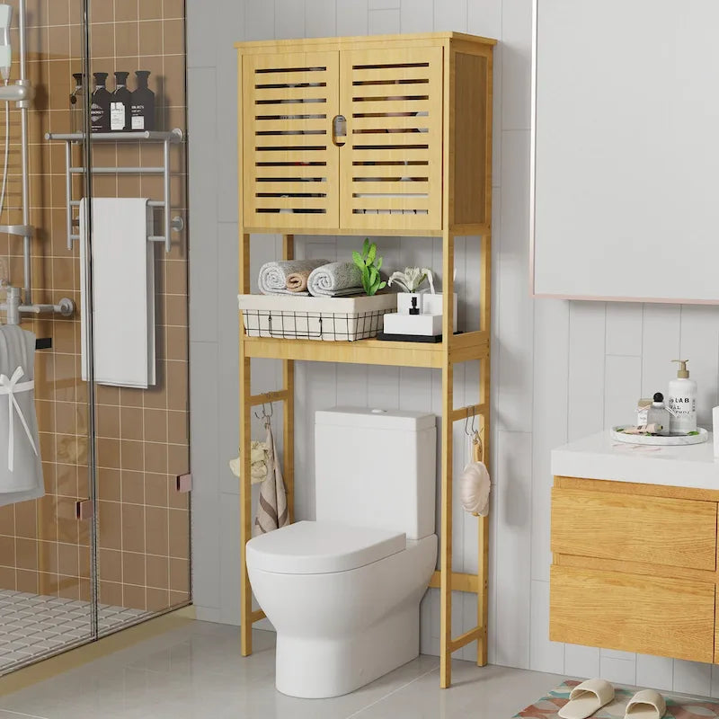 Armario organizador de baño sobre el inodoro con puertas y estantes - 25 x 10 x 69