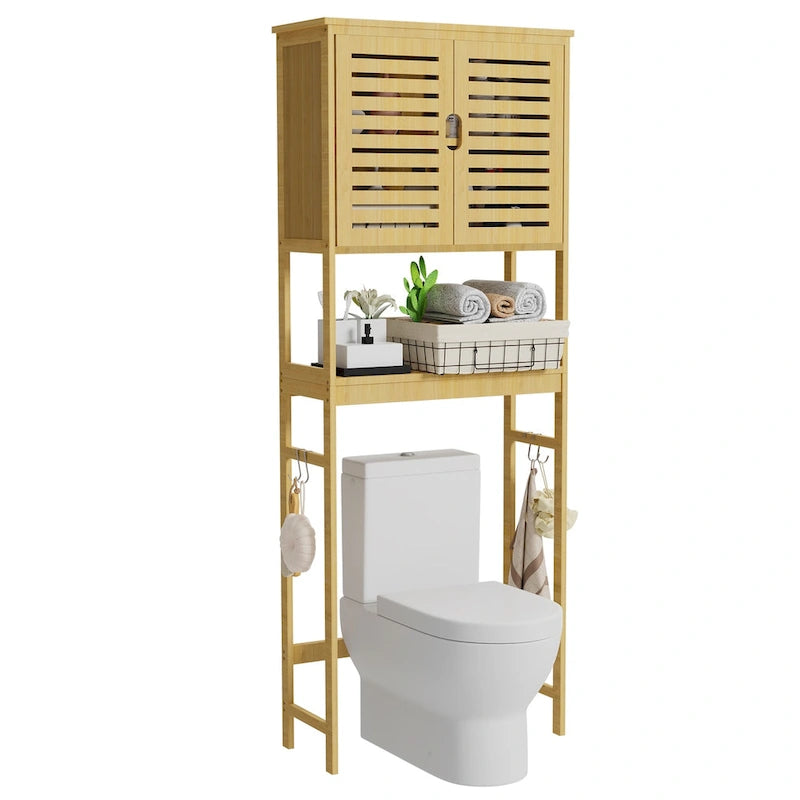 Armario organizador de baño sobre el inodoro con puertas y estantes - 25 x 10 x 69
