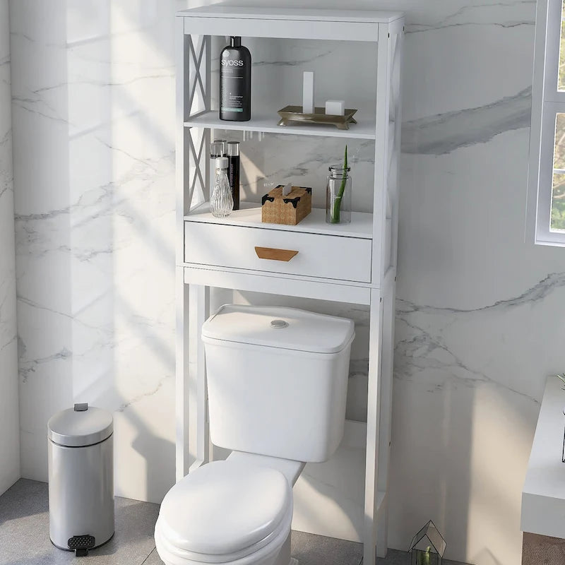 Over-the-Toilet Storage Cabinet with one Drawer and 2 Shelves