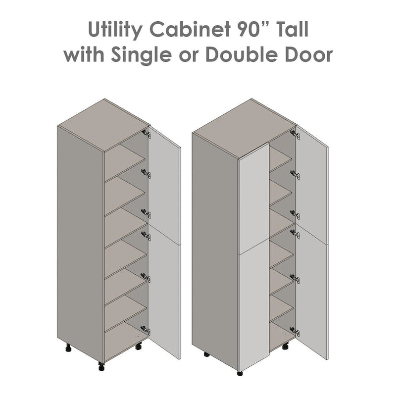 Mobiletto multiuso 24 x 90 a quattro ante, grigio - 24 x 90 x 23 3/8