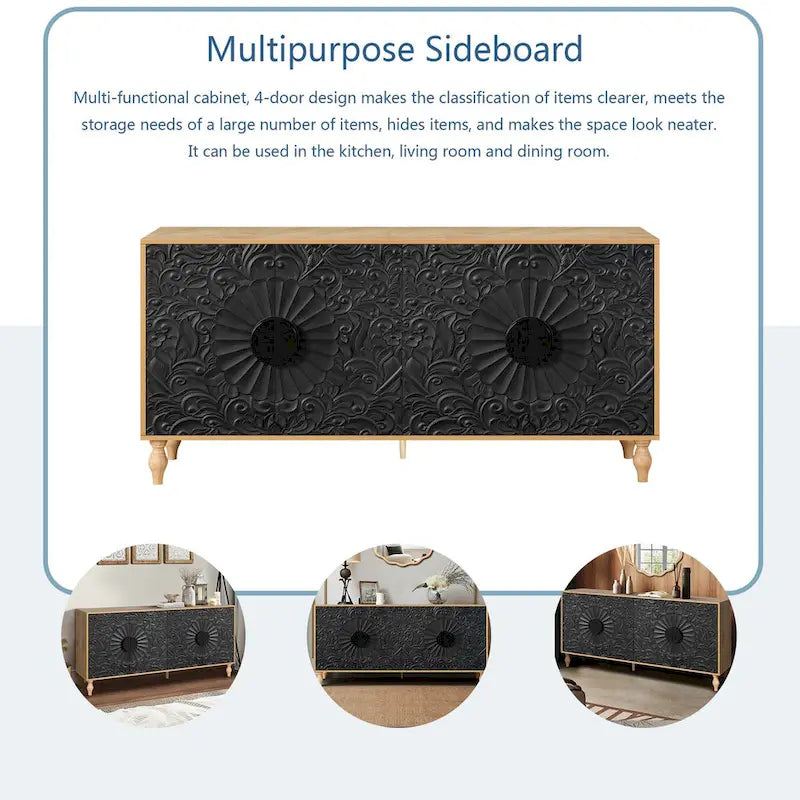 Sideboards mit geschnitztem symmetrischem Türdesign
