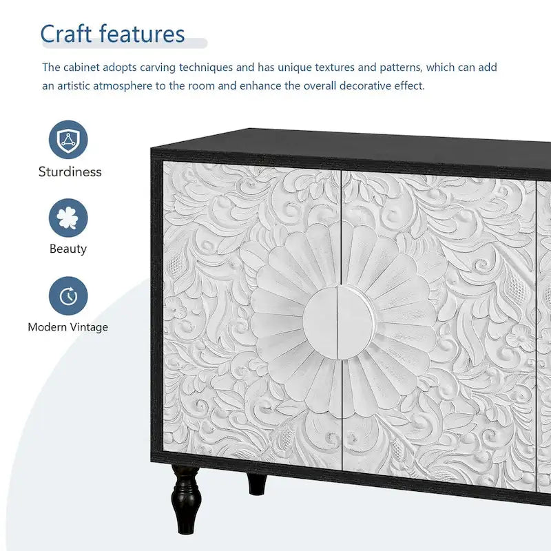 Sideboards mit geschnitztem symmetrischem Türdesign