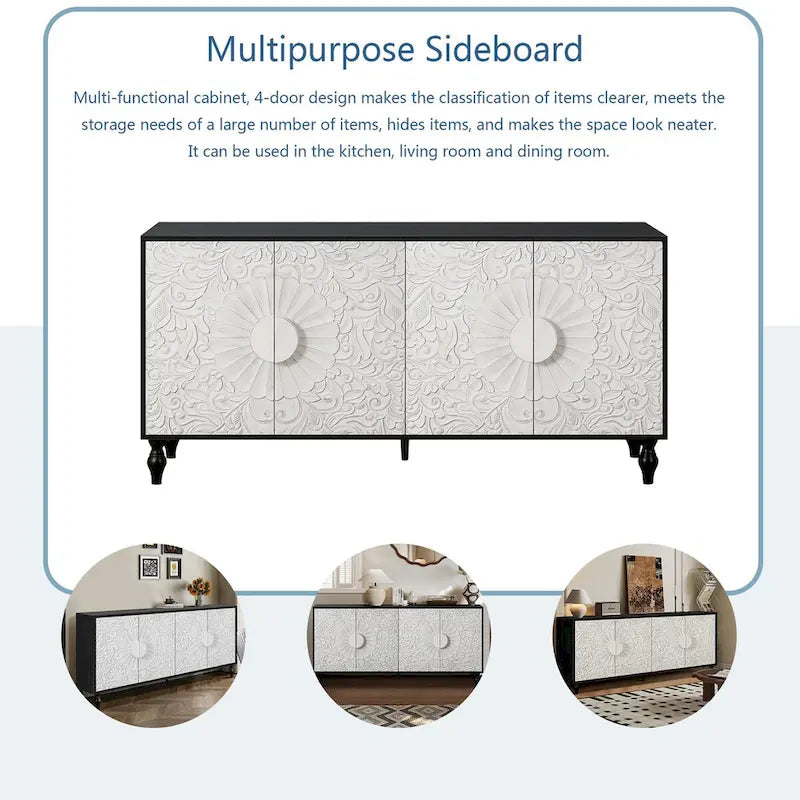 Sideboards mit geschnitztem symmetrischem Türdesign