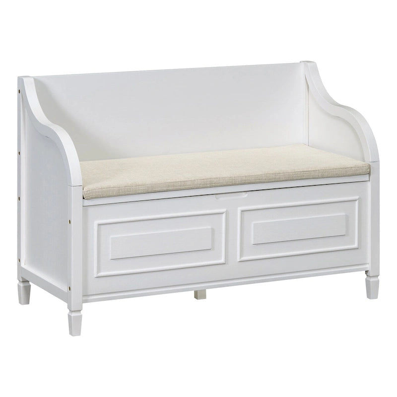 Rustic Style Solid wood Entryway Multifunctional Storage Bench with Safety Hinge