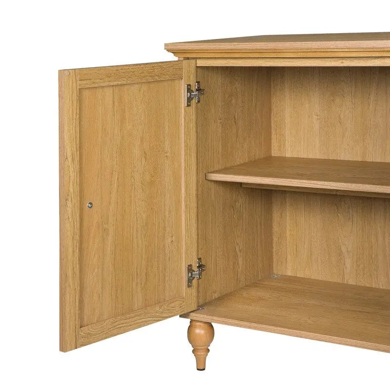 Mobiletto Newcomb in stile transizionale a 2 ante con pannelli in rattan - mobiletto contenitore in legno marrone con ripiano regolabile