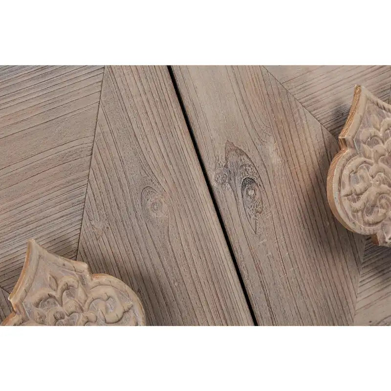 Tirador de puerta con flor tallada, armario antiguo de cuatro puertas