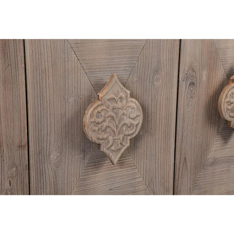 Tirador de puerta con flor tallada, armario antiguo de cuatro puertas