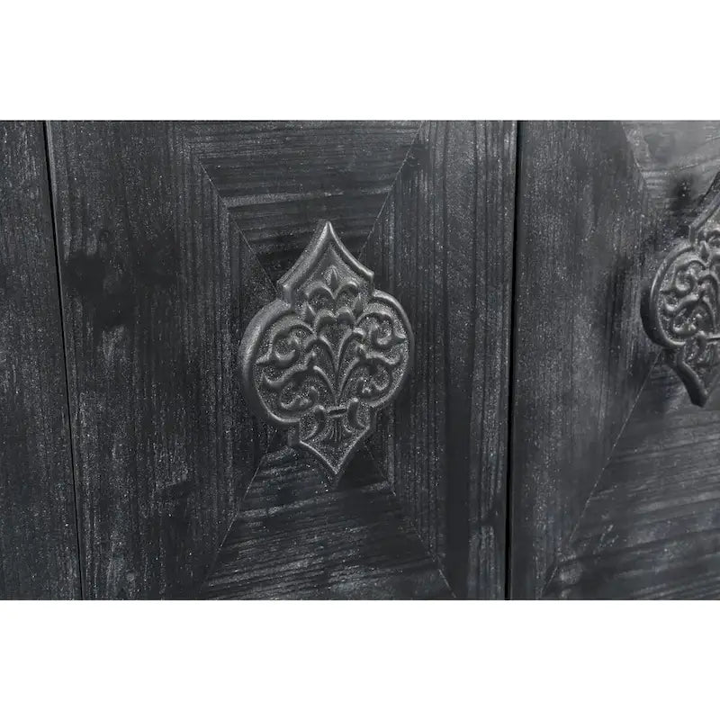 Tirador de puerta con flor tallada, armario antiguo de cuatro puertas