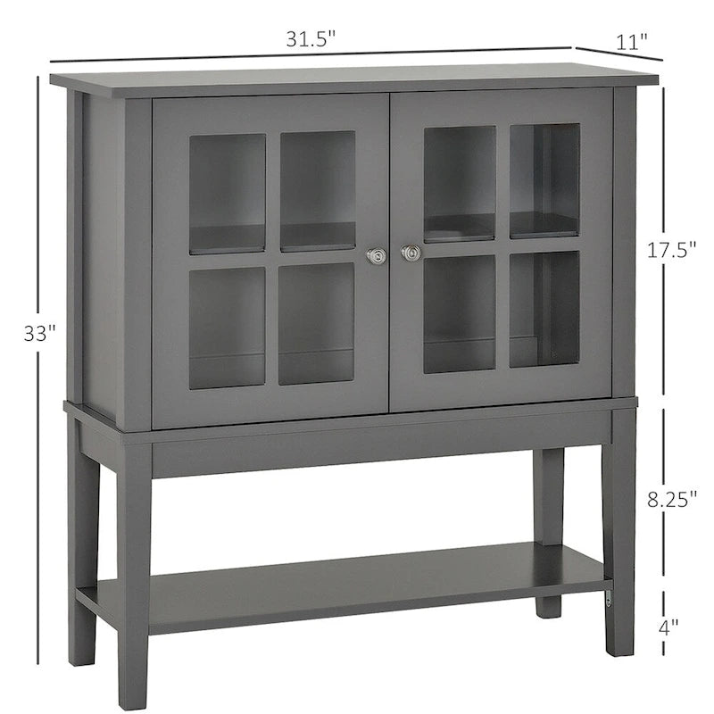 Credenza con ripiani interni regolabili e ante in vetro - N/A