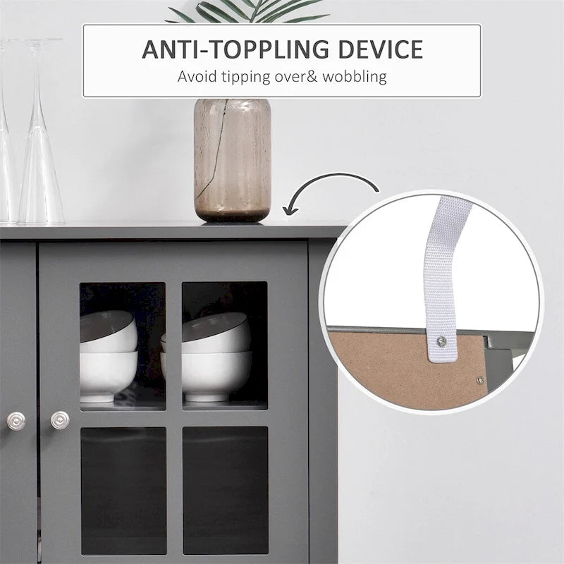 Credenza con ripiani interni regolabili e ante in vetro - N/A