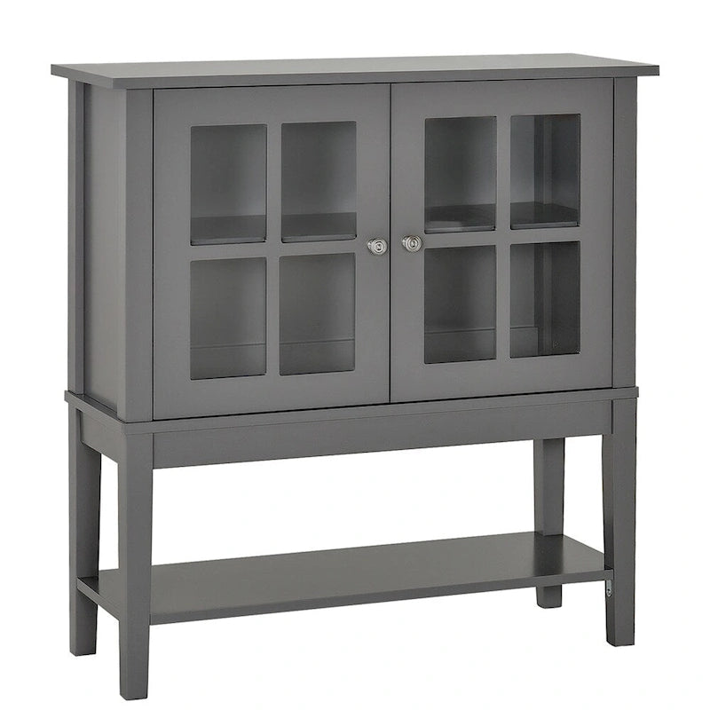 Credenza con ripiani interni regolabili e ante in vetro - N/A