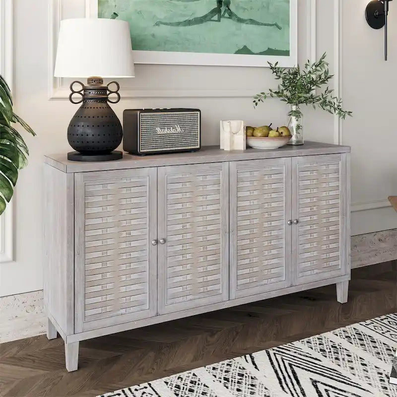 Accent Cabinet 4 Door Wooden Cabinet Sideboard Buffet Storage Cabinet
