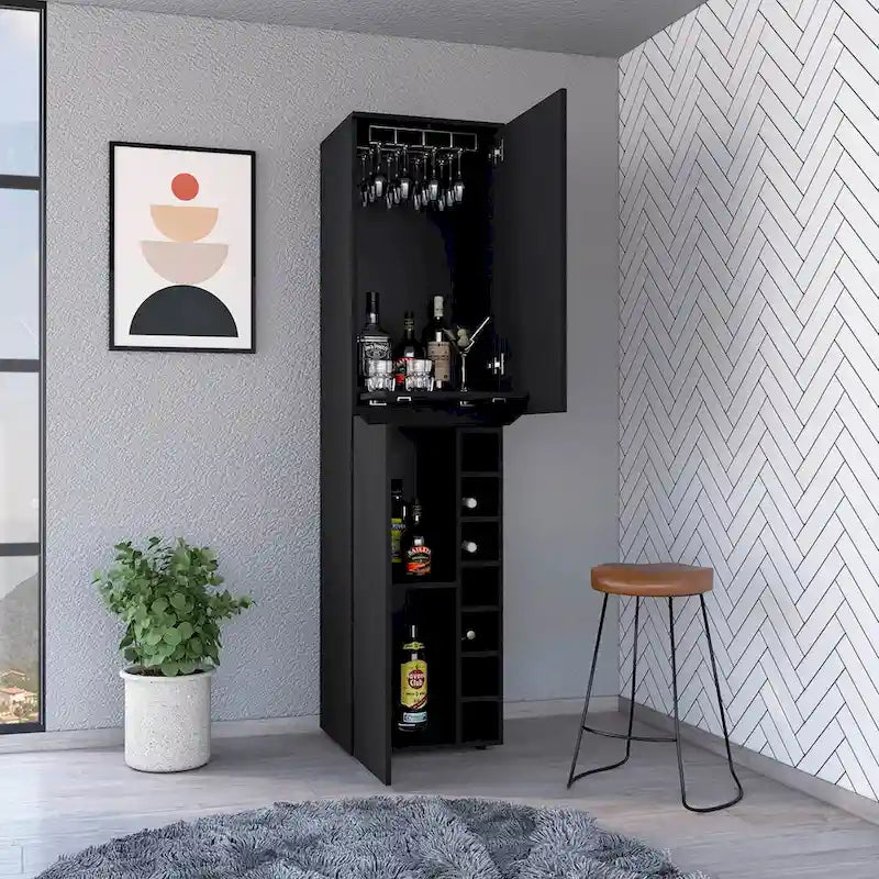 Hoher Schrank für Wohnzimmer, Apartment, Schlafzimmer, Schwarz