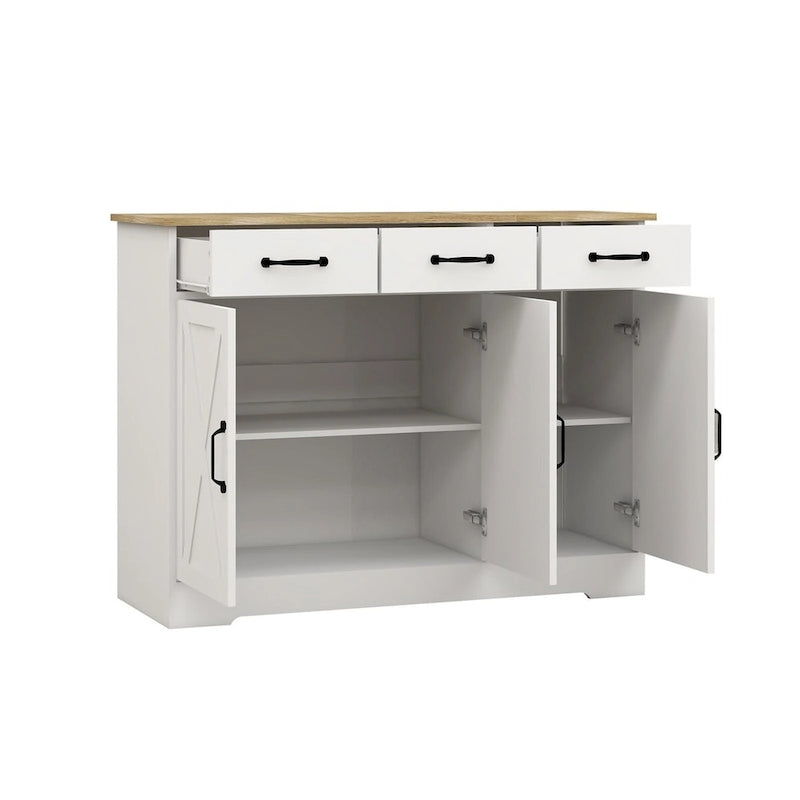 Buffetschrank im Landhausstil mit Stauraum, 3 Schubladen und 3 Türen