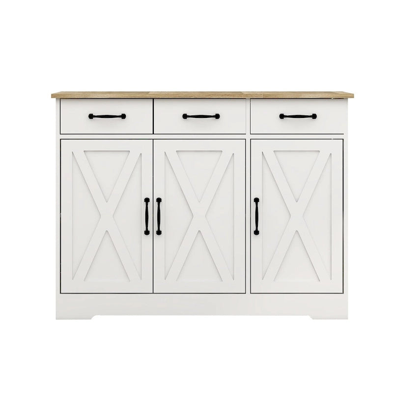 Buffetschrank im Landhausstil mit Stauraum, 3 Schubladen und 3 Türen