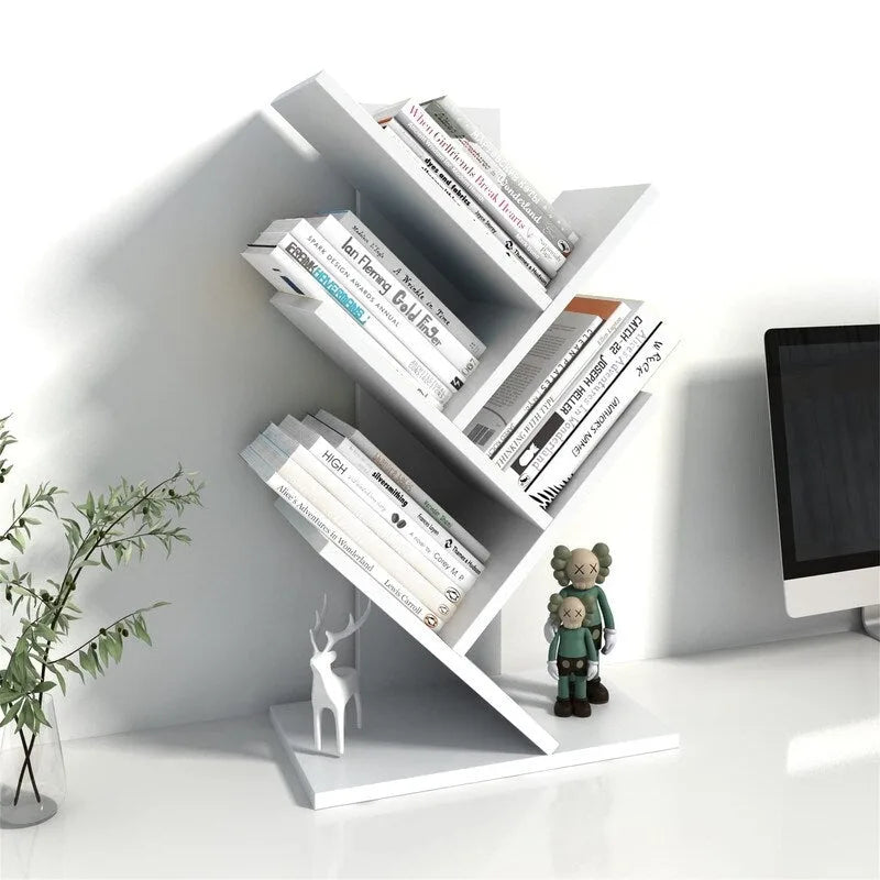 3-Tier Desktop Bookshelf with Open Shelves – MDF Wood Countertop Book Organizer for Desk, Table & Office, Space-Saving Design