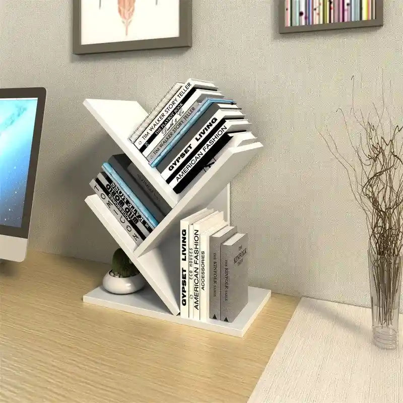 3-Tier Desktop Bookshelf with Open Shelves – MDF Wood Countertop Book Organizer for Desk, Table & Office, Space-Saving Design
