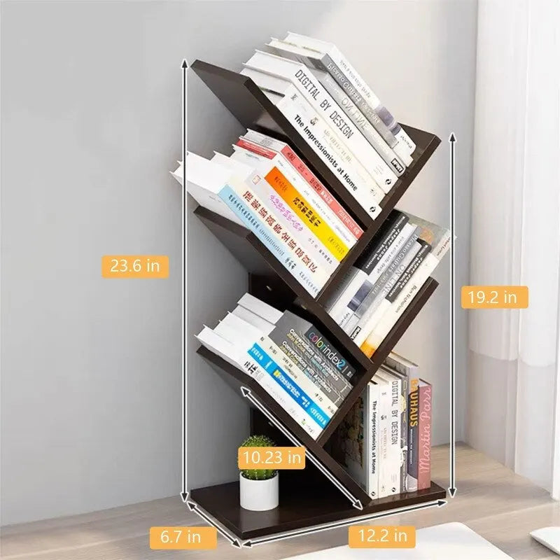 3-Tier Desktop Bookshelf with Open Shelves – MDF Wood Countertop Book Organizer for Desk, Table & Office, Space-Saving Design