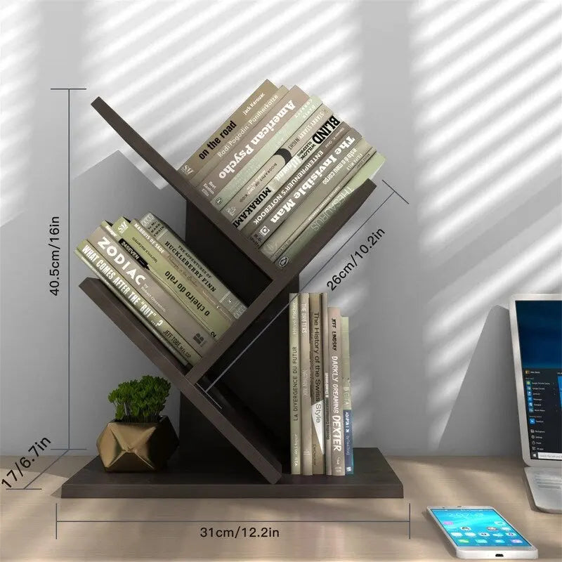 3-stufiges Tisch-Bücherregal mit offenen Regalen – Organizer aus MDF-Holz für Schreibtisch, Tisch und Büro, platzsparendes Design