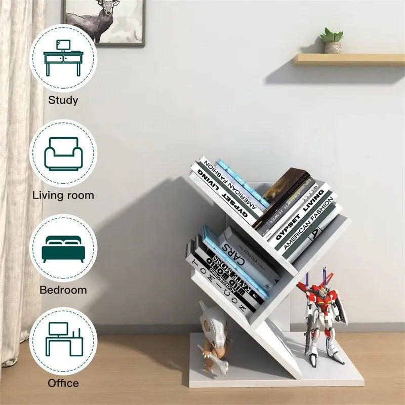 3-stufiges Tisch-Bücherregal mit offenen Regalen – Organizer aus MDF-Holz für Schreibtisch, Tisch und Büro, platzsparendes Design