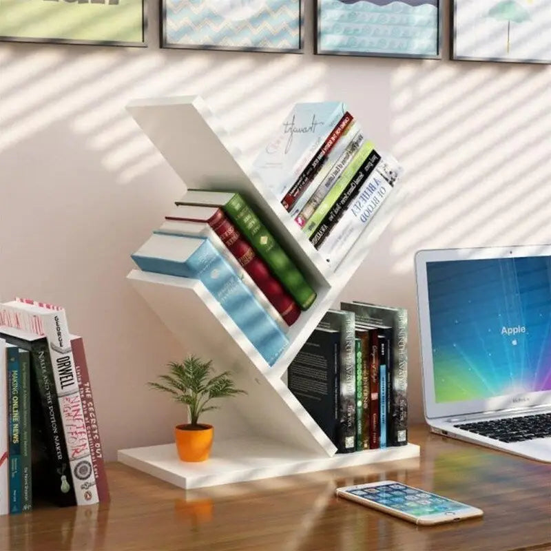 3-stufiges Tisch-Bücherregal mit offenen Regalen – Organizer aus MDF-Holz für Schreibtisch, Tisch und Büro, platzsparendes Design