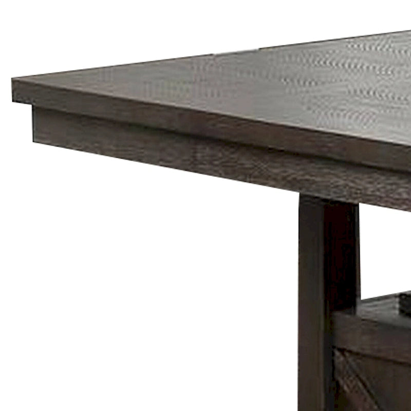 Mesa de madera a altura de barra con armario y ala abatible, gris