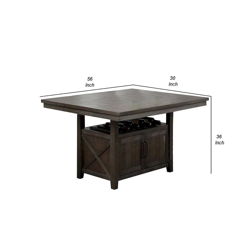 Mesa de madera a altura de barra con armario y ala abatible, gris