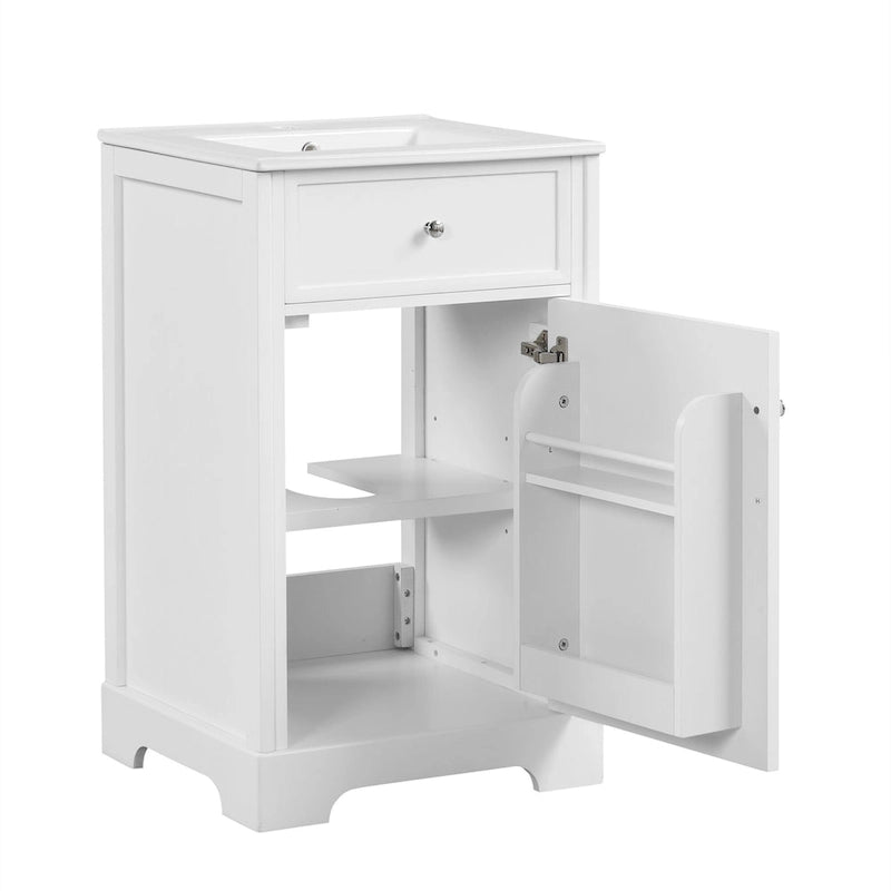 20 Bathroom Vanity with Sink Bathroom Cabinet with Soft Closing Door Storage Rack and Adjustable Shelve White