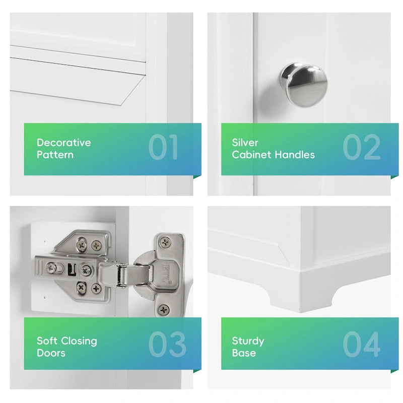 20 Tocador de baño con lavabo, armario de baño con puerta de cierre suave, estante de almacenamiento y balda ajustable, blanco