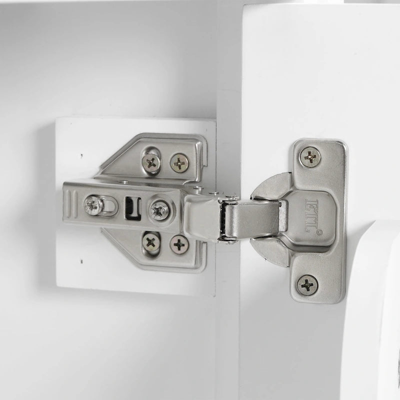 20 Tocador de baño con lavabo, armario de baño con puerta de cierre suave, estante de almacenamiento y balda ajustable, blanco