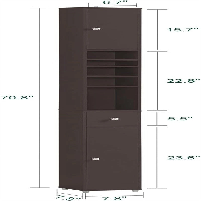 Black Bathroom Tall Cabinet - 7.87D x 7.87W x 70.87H