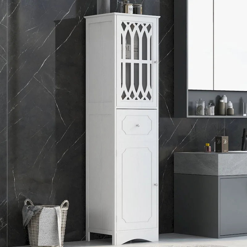 64 Wood 2-door Bathroom Cabinet with Adjustable Shelves