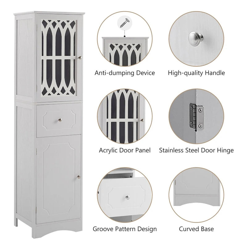 64 Wood 2-door Bathroom Cabinet with Adjustable Shelves
