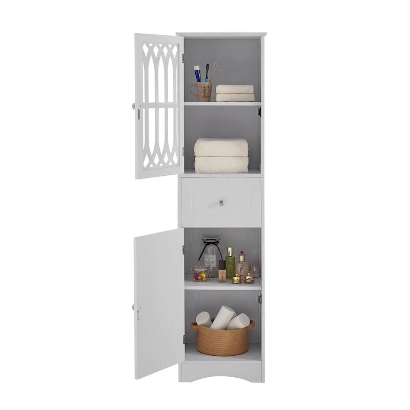 64 Wood 2-door Bathroom Cabinet with Adjustable Shelves